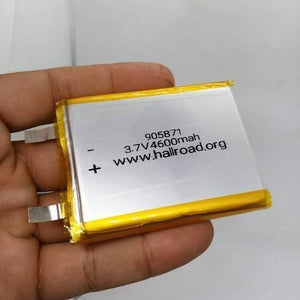 Multipurpose 4600mAh 3.7V Lithium Ion Battery Rechargeable Battery For IOT Robotics And Ev Electric Vehicle - a rectangular silver cell with yellow tape and terminals labeled 905871.