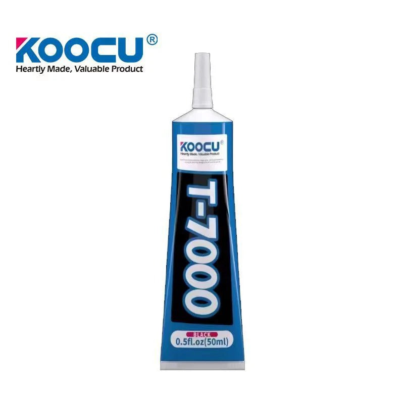Multipurpose Adhesive Glue 50ML T7000 - a blue and black squeeze tube of adhesive with a white nozzle cap, labeled with the brand name and product type.