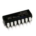 NE556 Dual Timer IC - a black rectangular electronic component with 14 metal pins, shown in a close-up view against a white background.