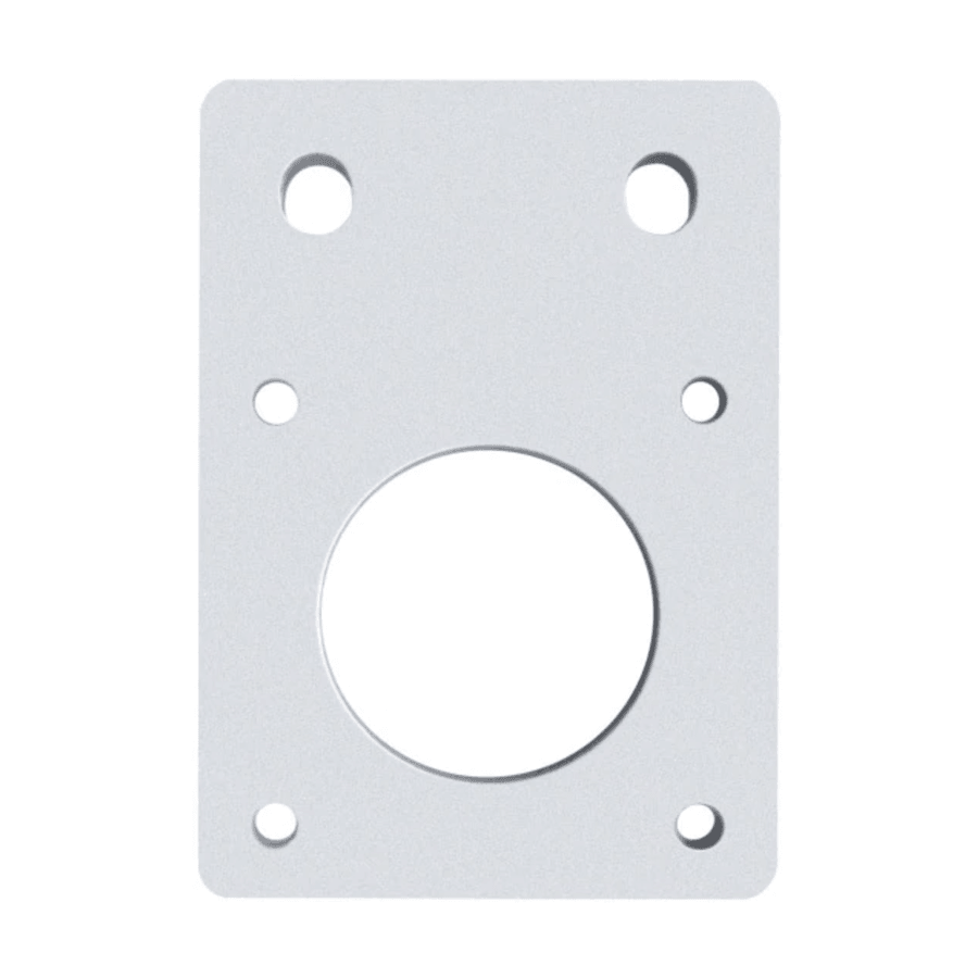 NEMA 17 42mm Stepper Motor Mount Flat Bracket Alloy Plate CNC 3d Printer Parts - a silver rectangular alloy plate featuring a large central circular cutout and six mounting holes.