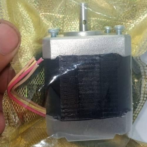 NEMA 17 Stepper Motor: Bipolar 1.8 Degree, 1.6 Ohm For 3d Printer Robotics 4 Wire - a silver square-bodied motor with a metal shaft and four colored wires, shown wrapped in clear plastic packaging.