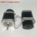 NEMA 17 Stepper Motor FK2-8503-000 For CNC And 3D Printer - two black and silver motors with a metal shaft, a white connector, and purple wires on a white background.