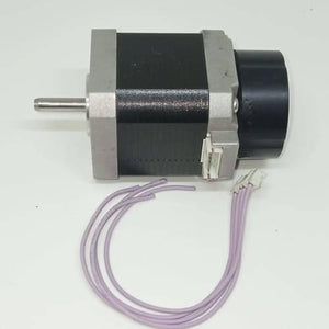 NEMA 17 Stepper Motor FK2-8503-000 For CNC And 3D Printer - a silver and black motor with a metal shaft, a white connector port, and a detached purple wiring harness.