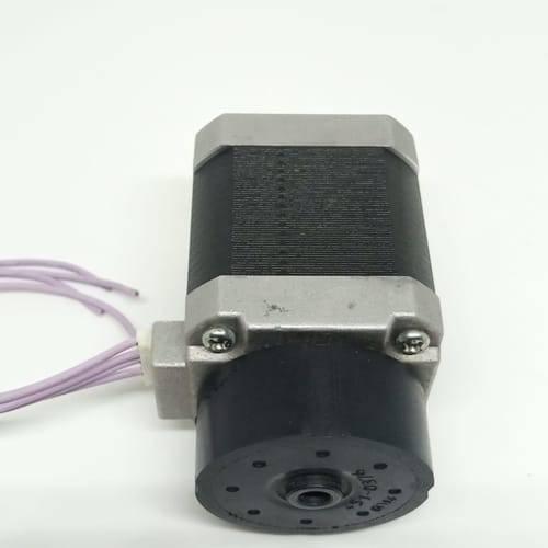 NEMA 17 Stepper Motor FK2-8503-000 For CNC And 3D Printer - a silver and black motor with a circular front mounting plate and a bundle of light purple wires connected to the side.