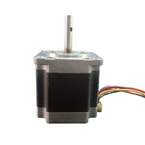 NEMA 20 Stepping Motor – Precision Control for Robotics, CNC & Automation | Digilog.pk - a silver metal body with a vertical shaft and a multi-coloured wire harness extending from the side.