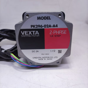 NEMA 34 Stepper Motor PK296-02A-A4 | Made In Japan | Digilog.pk - a square silver motor face with a black and red label detailing specifications and a multi-coloured wire harness.