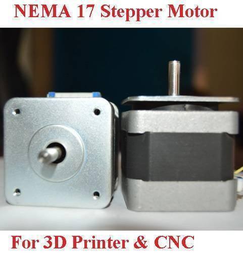 NEMA17 NEMA 17 Stepper Motor For 3D Printer And CNC - two silver and black square-bodied motors, one viewed from the front and one from the side with a protruding drive shaft.
