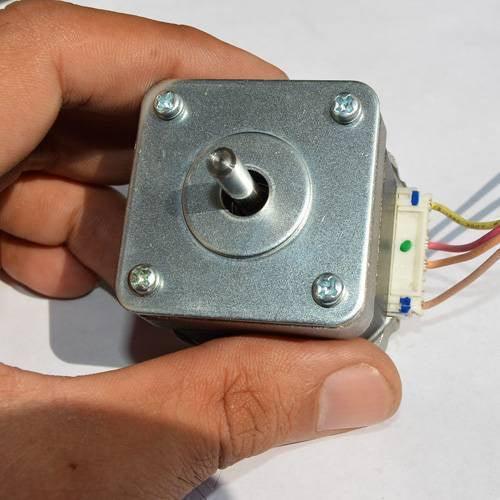 NEMA17 NEMA 17 Stepper Motor For 3D Printer And CNC - a close-up of the silver square motor body, central drive shaft, and a white four-pin connector.