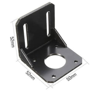 NEMA17 Stepper Motor Alloy Steel Mounting Bracket For CNC & 3d Printer - a black L-shaped metal bracket with a central circular cutout and dimension labels in millimeters.