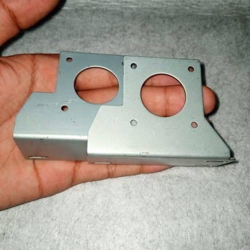 NEMA17 Stepper Motor Mounting Bracket NEMA17 Fitting - a silver-colored metal L-shaped bracket with two large circular cutouts and several small mounting holes.