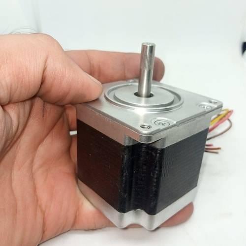 NEMA23 Bipolar 1.8 Degree 2A Stepper Motor Compatible With TB6560 - the silver metal top, knurled shaft, black square body, and multi-colored wire leads.