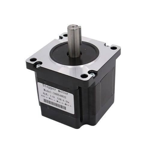 NEMA34 NEMA 34 6nm Torque 75mm Stepper Motor For 3d Printer & CNC - a black and silver square-bodied motor with a single protruding metal drive shaft and a white specification label on the side.