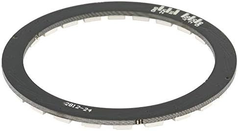 NeoPixel Ring 24bit WS2812 5050 RGB LED - Full Color Programmable Light - a circular black board featuring twenty-four individual white LED modules arranged in a ring.