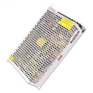 New 5V 40A 200W Switching Power Supply SMPS - a silver rectangular metal unit with a perforated mesh cover and a yellow warning label.
