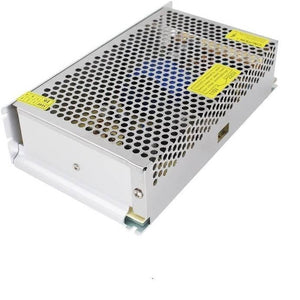 New 5V 40A 200W Switching Power Supply SMPS - silver metal perforated casing with a yellow voltage selector switch label and a year sticker.