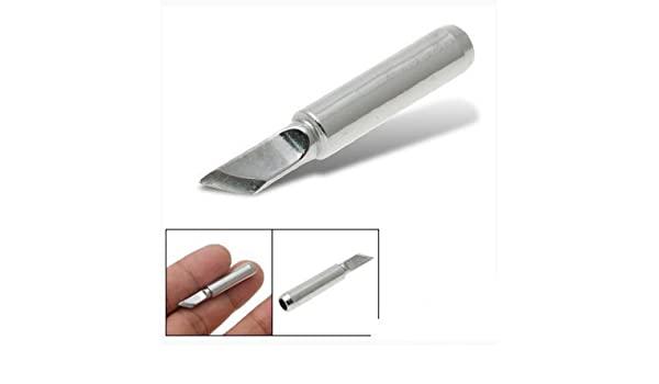 New Soldering Tip 900M T-k Shape k 5mm Aoyue Pt Zhaoxin Wep Repro Hakko - shown as a silver, chisel-point metal soldering iron tip in a main view and two smaller inset reference photos.