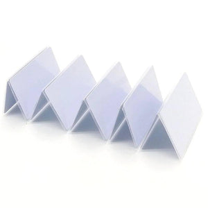 NFC Tag 13.56MHz RFID Card RFID Tag 1k Memory - shown as a series of five white rectangular plastic cards standing upright in a zigzag accordion fold.
