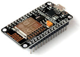 NodeMCU V2 Lua WiFi IOT Development Board ESP 12E ESP8266 - a black rectangular circuit board with a micro-USB port, two buttons, and pin headers.