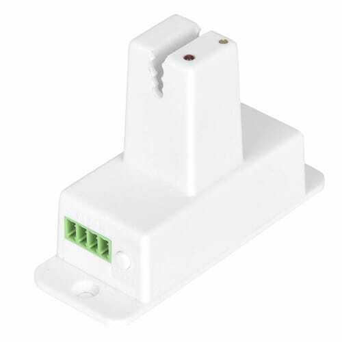 Non Contact Infusion Alarm Liquid Level Sensor Switch Xkc Y27 - a white plastic sensor with a U-shaped top, two indicator lights, and a green terminal block.
