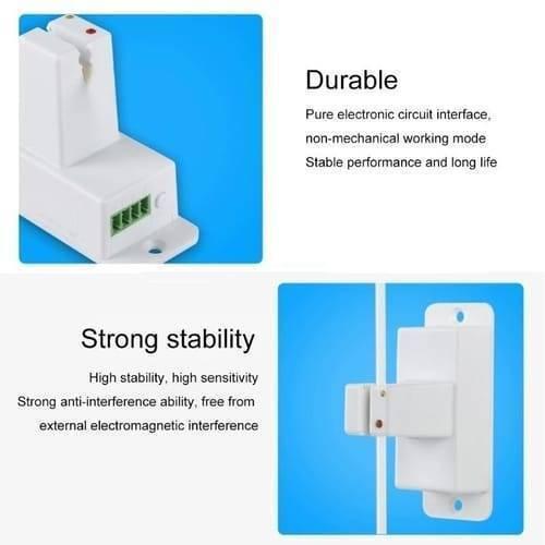 Non Contact Infusion Alarm Liquid Level Sensor Switch Xkc Y27 - two white plastic sensor units with a green terminal block and indicator lights.