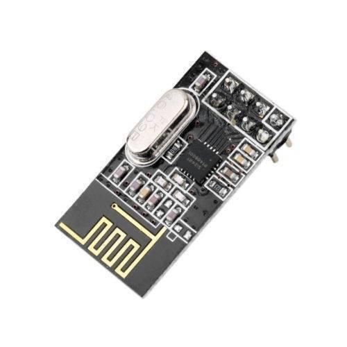 NRF24L01 2.4GHz Wireless Transceiver Module - the black circuit board with a silver crystal oscillator, surface-mount components, and antenna.