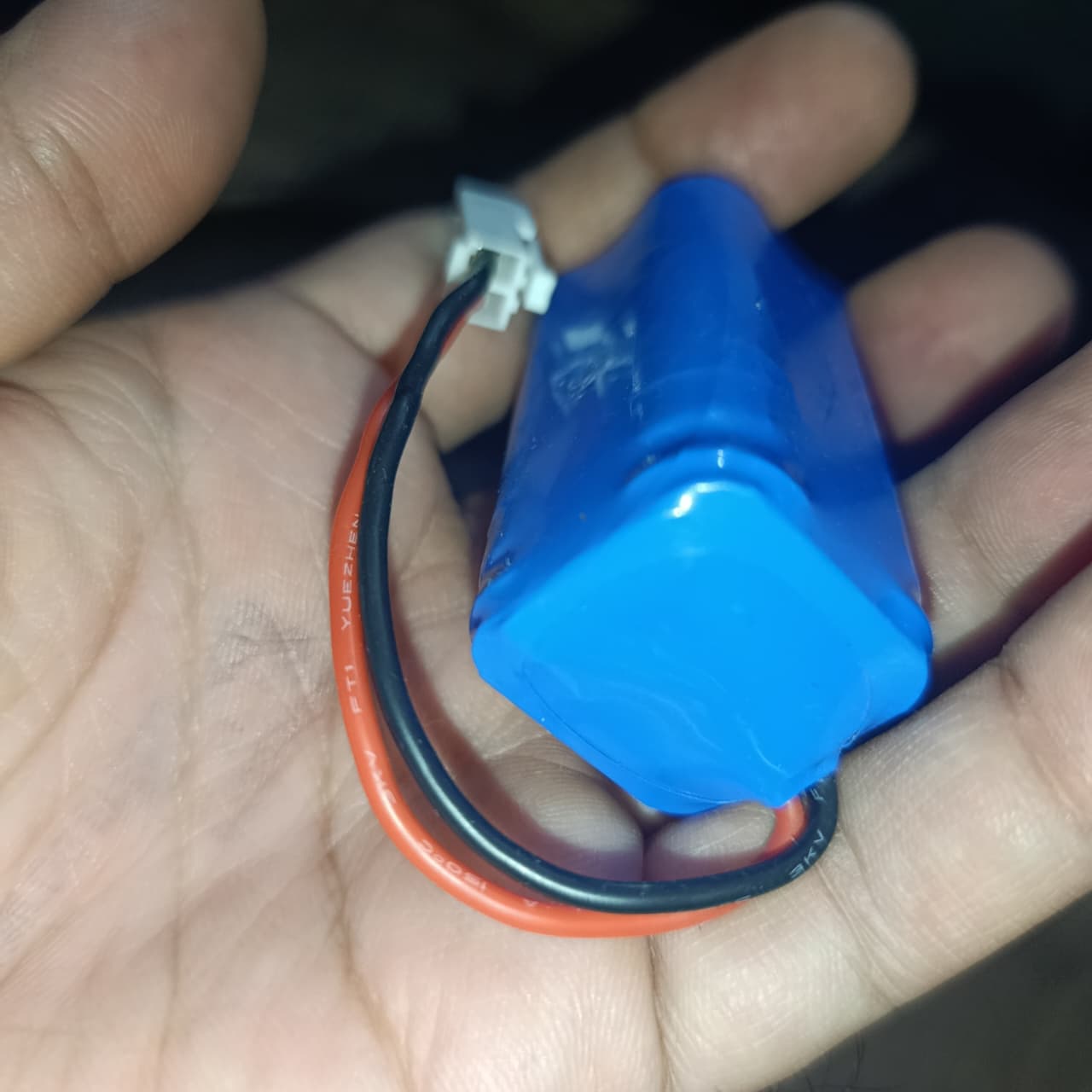 NSC145-4S 14.8V 800mAh Lithium Battery 5mm Pitch Connector (4S Li-ion Rechargeable With BMS) - a blue rectangular battery pack with a red and black wire ending in a white two-pin connector.