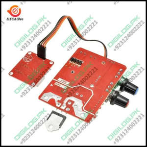 NY-D01 40A Digital Display Spot Welding Controller Ammeter Spot Welders Control Board Price - a red circuit board, a separate control panel connected by a ribbon cable, and two knobs.