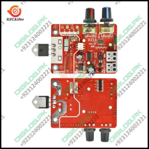 NY-D01 40A Digital Display Spot Welding Controller Ammeter Spot Welders Control Board Price - the red circuit board from top and bottom views, including two knobs and terminal connectors.