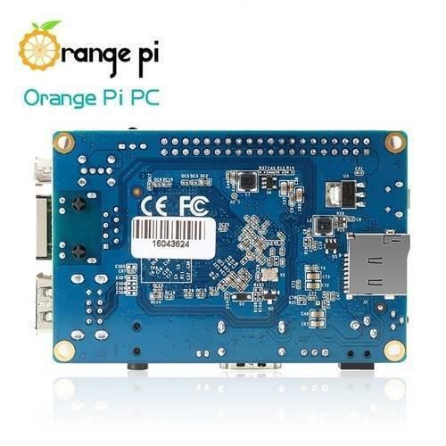 On Demand 1GB RAM Orange Pi Pc H3Quad Core Development Board Module - shown from the underside, featuring a blue circuit board, a barcode label, and a metallic memory card slot.