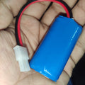 On Demand 7.4V Li Ion Battery For 3HAC044075 Replacement - a blue rectangular battery pack with a red and black wire ending in a white connector.