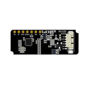 On Demand AI-Thinker RD-03D 24G Multi-Target Human Movement Trajectory Positioning And Tracking Radar Module - a black rectangular circuit board featuring a white 6-pin connector, surface-mount components, and labeled header pins.