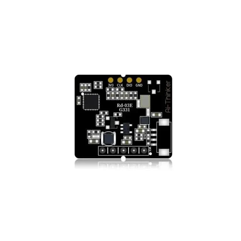 On Demand AI-Thinker RD-03E Radar Module Advance Payment - a square black circuit board featuring a central chip, various surface-mount components, and labeled pin headers.