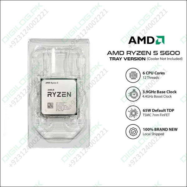AMD Ryzen 5 5600 CPU - 6 Cores 4.4 GHz Boost AM4 Socket Digilog