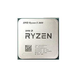 On-Demand AMD Ryzen R5 3600 Processor | 6-Core 12-Thread CPU for Gaming And Work - a square silver metal CPU with black text and a QR code printed on its top surface.