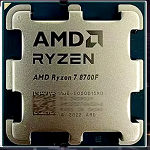 On Demand AMD Ryzen R7 8700F Processor 8 cores and 16 threads - a close-up of the silver and green square CPU chip showing the brand name and model number printed on the metal heat spreader.