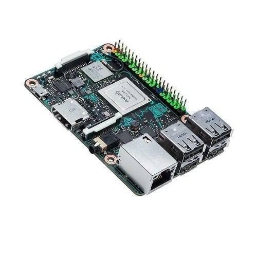 On Demand Asus Sbc 2GB Tinker Board Motherboard Soc 1.8GHz Quad Core CPU RK3288 - a green circuit board with a central processor, GPIO pins, Ethernet port, USB ports, HDMI port, and audio jack.