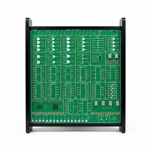 On Demand DLD Trainer Digital Logic Trainer WWW.DIGILOG.PK - a green circuit board in a black frame featuring logic gates, toggle switches, and six numeric displays.