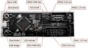 On Demand ESP-Prog Program Downloader Automatic JTAG Debugging Board for ESP8266 ESP32 - a black circuit board featuring a Micro USB port, boot and reset buttons, LED indicators, and multiple JTAG/PROG headers.