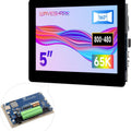 On Demand ESP32-S3 5inch Capacitive Touch Display Development Board, 5-Point Touch, 32-Bit LX7 Dual-Core Processor, Support Wi-Fi & BLE, with Onboard Antenna, 800×480 Display Resolution - screen displaying Waveshare branding, 800x480 resolution, and 65K colors, with a circuit board inset.