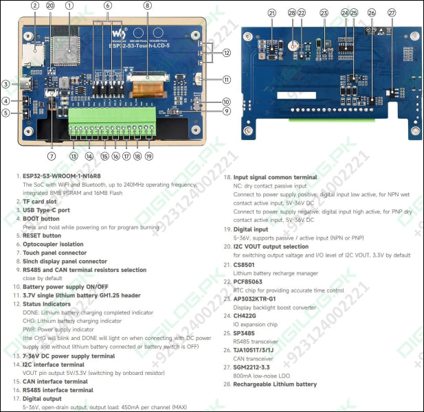 On Demand ESP32-S3 5inch Capacitive Touch Display Development Board 5-Point Touch 32-Bit LX7 Dual-Core Processor