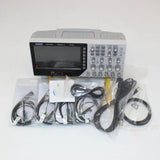 On Demand HANTEK DSO4204C Digital Oscilloscope And Function Generator - with a gray chassis, screen, knobs, buttons, and various accessories in plastic bags.