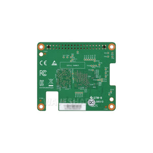 On-demand Official Raspberry Pi AI HAT+ 2, Built-in Hailo-10H AI Accelerator And 8GB Onboard RAM, Comes With Heatsink - a green square printed circuit board with various test points, surface-mount components, and regulatory markings on the back.