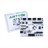 On Demand Product Digilent: Arty A7: Artix-7 FPGA Development Board Arty A7-35T | 410-319 - with white circuit board, Ethernet port, and buttons, displayed in front of its branded white and green product box.