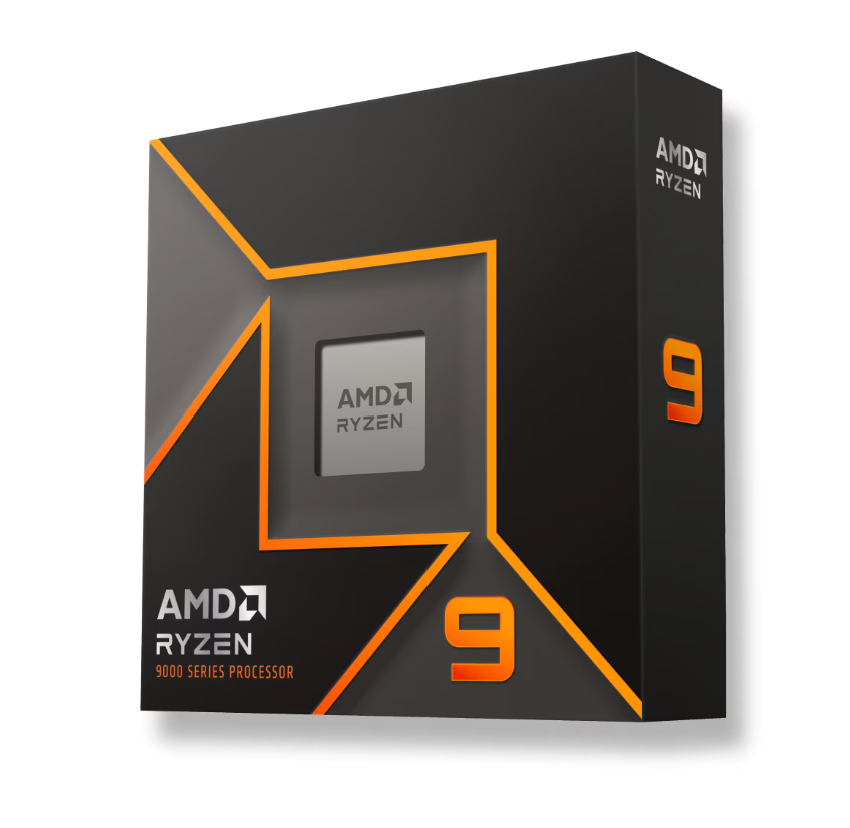 On Demand R9 9900X Processor 12-Core, 24-Thread - AMD Ryzen 9 9900X Processor, a black and orange retail box showing the processor branding and a 9000 Series Processor label on the front.