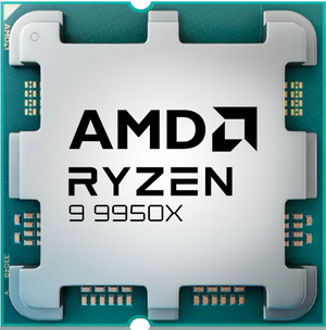 On Demand R9 9950X Processors – Unmatched Performance with 16 Cores, 32-Thread & AM5 Support | Digilog.pk - AMD Ryzen 9 9950X processor, a silver-coloured square CPU with an integrated heat spreader, featuring the AMD Ryzen logo and model name printed on top.