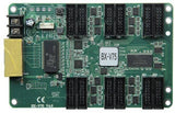 Onbon BX-V75 Synchronous Full Color LED Receiving Card - a green rectangular circuit board with an Ethernet port, power terminals, and multiple connectors.