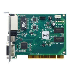 Onbon Synchronous Full Color LED Sender Card Bx-vs - a green printed circuit board with a metal bracket, multiple ports, and a BX-VS label.