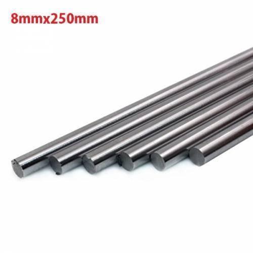 Optical Axis 8x250mm Linear Rail Shaft - a group of five smooth, silver-grey cylindrical metal rods arranged side-by-side.