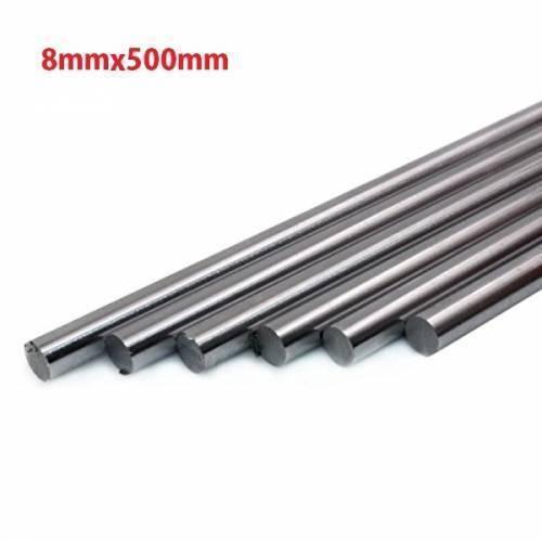 Optical Axis 8x500mm Linear Rail Shaft For CNC And 3D Printer - a group of five smooth, silver-colored cylindrical metal rods arranged side-by-side on a white background.
