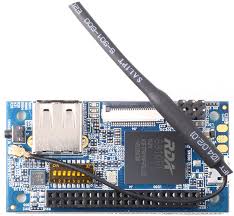 Orange Pi I96 ARM Cortex A5 32bit 256 MB - a blue circuit board, a USB port, a black antenna, and a multi-pin header connector.
